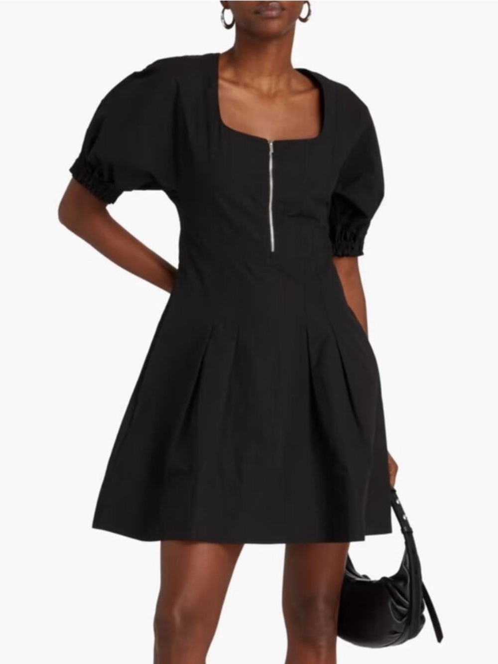 Proenza Schouler White Label Puff Sleeve Cotton Linen Mini Dress Black NWT 2